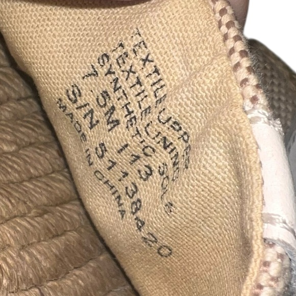 Tory Burch Tan Canvas Espadrilles White & Camel Leather Accents Size 7.5 Neutral - Picture 7 of 7